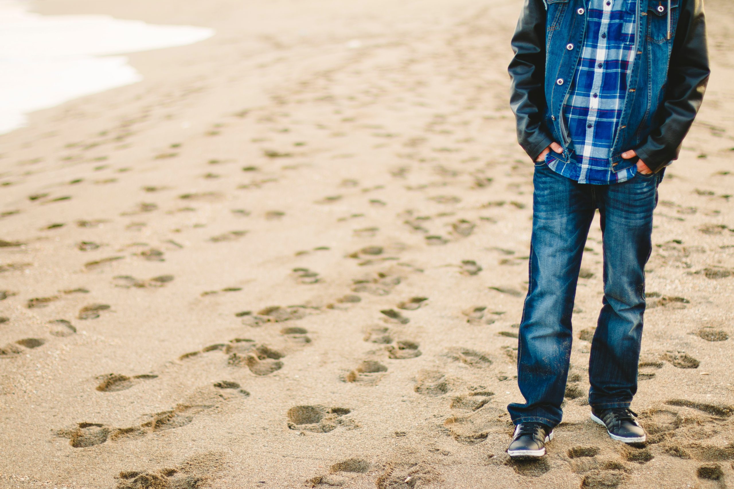 Man walking on beach